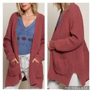 POL Chenille Cardigan Sweater Open Front Size Small